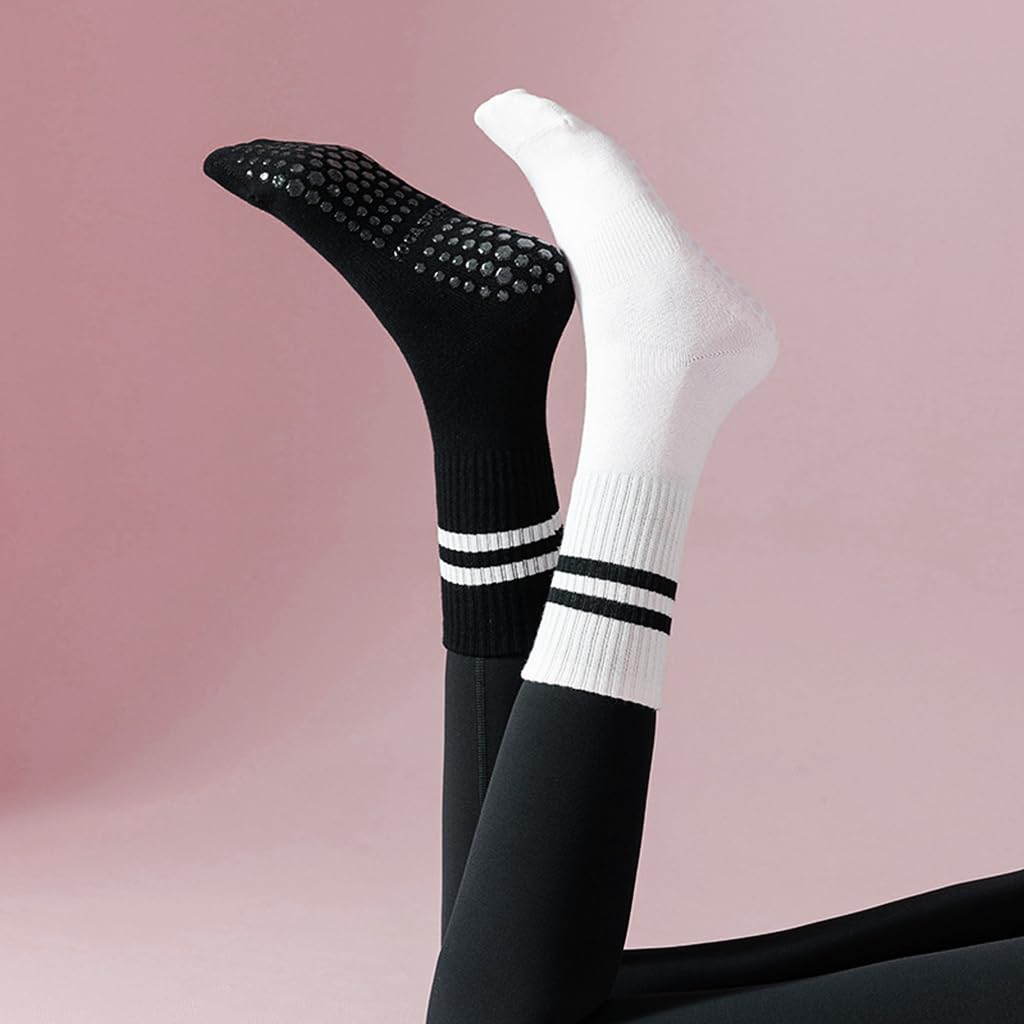 Proberos 2 Pair Yoga Socks for Women, Cotton Anti Skid Socks for Yoga/Pilates/Dance/Ballet, Anti Bacterial and Breathable Pilates Crew Socks for Daily Use, Home Workout Proberos 2 Pair Yoga Socks for Women, Cotton Anti Skid Socks for Yoga/Pilates/Dance/Ballet, Anti Bacterial and Breathable Pilates Crew Socks for Daily Use, Home Workout